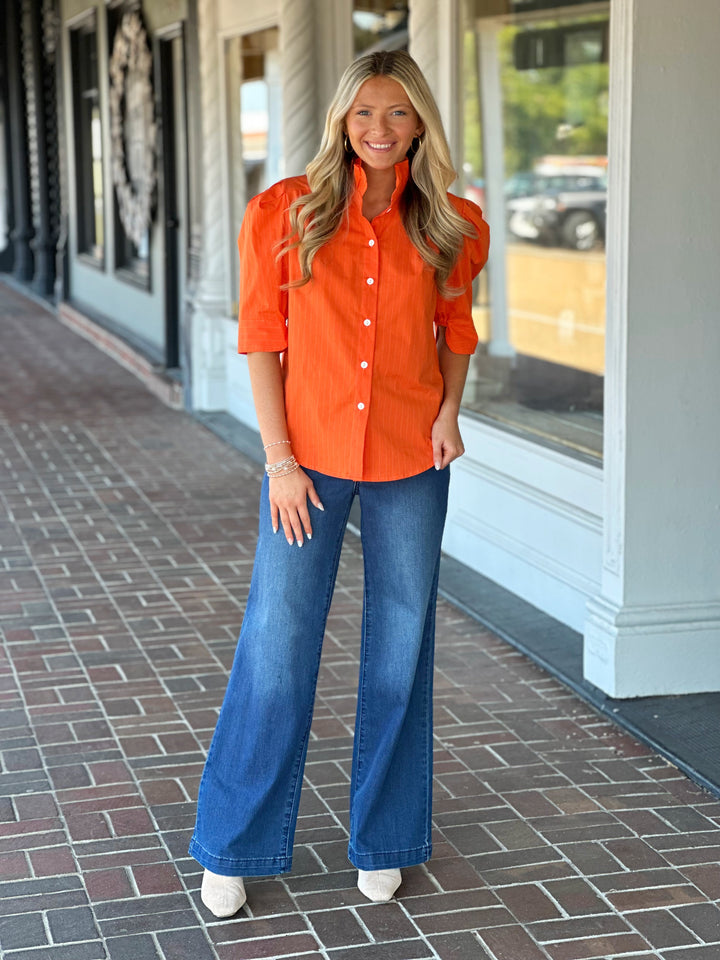 Jodie Ruffle Collar Puff Sleeve Shirt