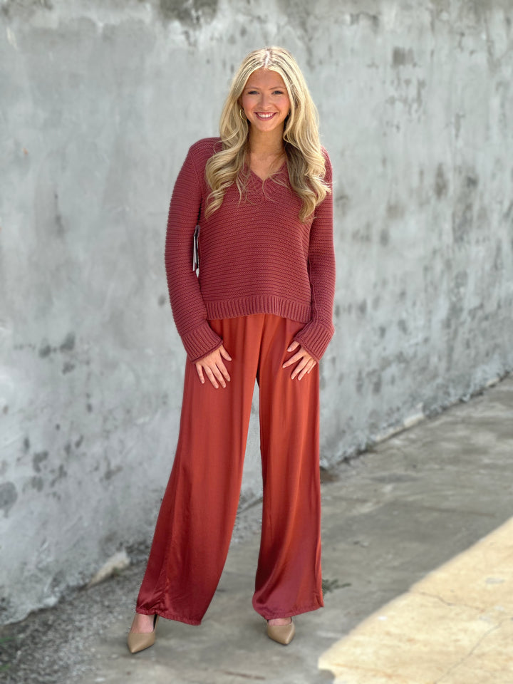 Michael Stars Linda Striped V-Neck Pullover in Muse