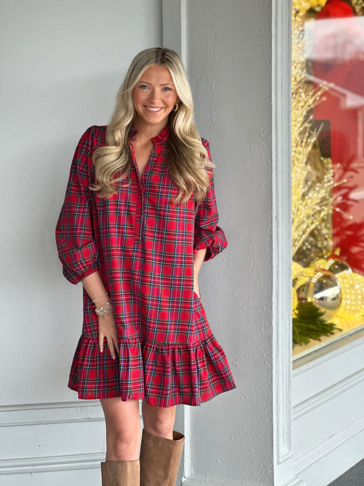 Arvada Plaid Red Multi Mini Dress