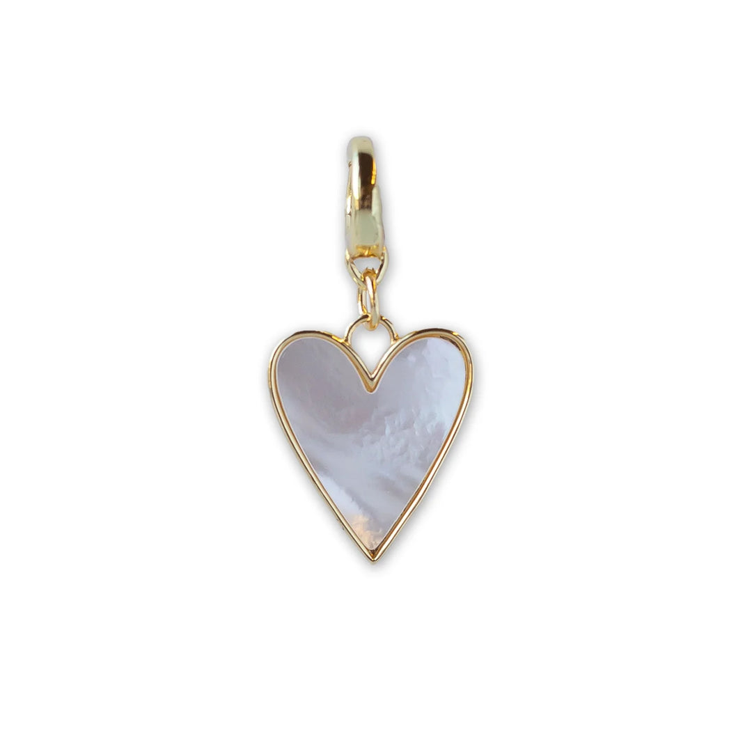 Lenny and Eva Heart Charm, Mother of Pearl