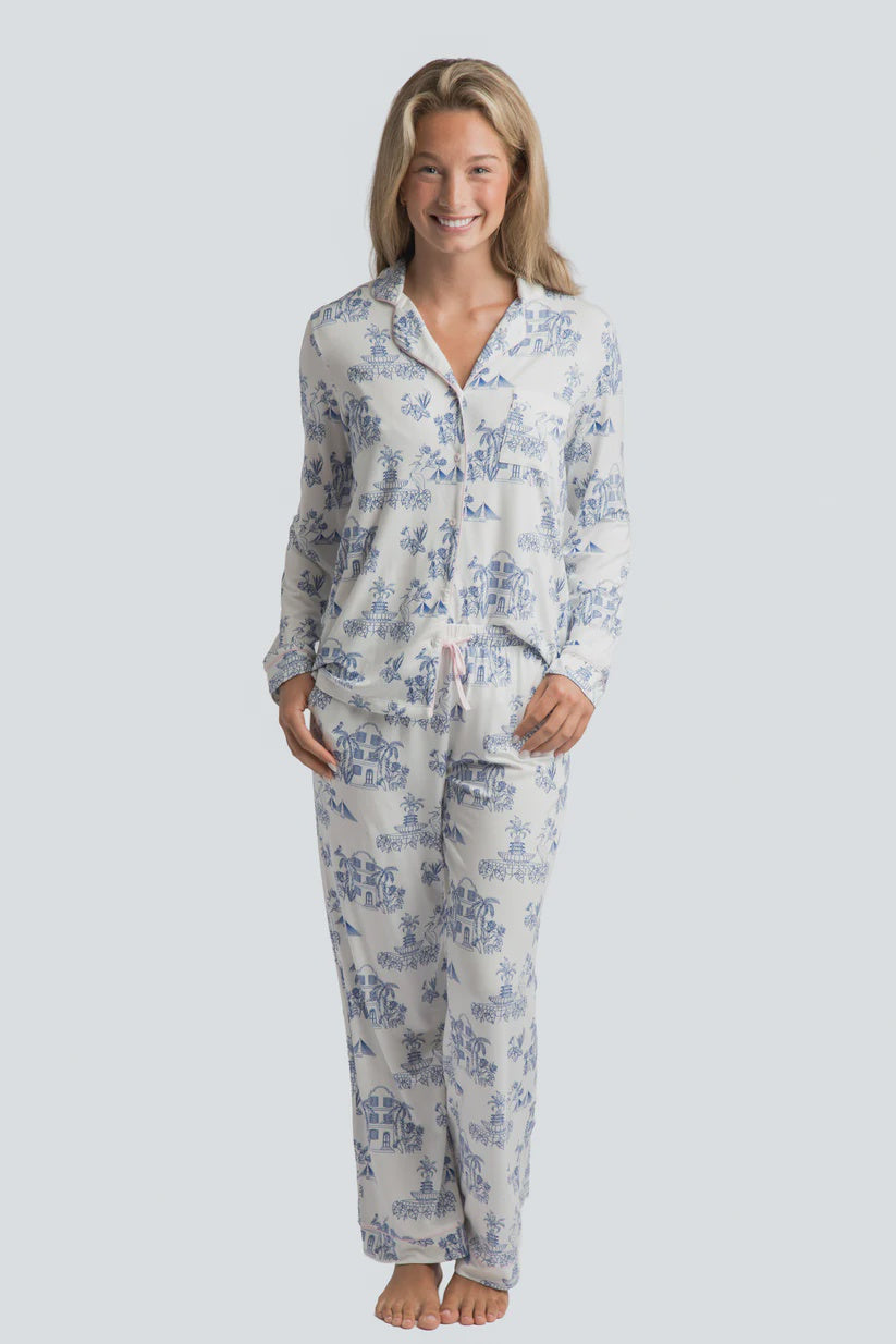 Imbali Charleston CHS Toile Modal Long PJ Set - Charleston Print PJs