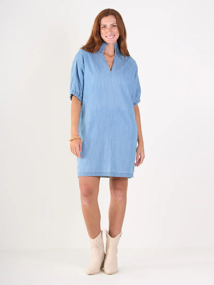Emily Mccarthy Poppy Dress in Denim Chambray