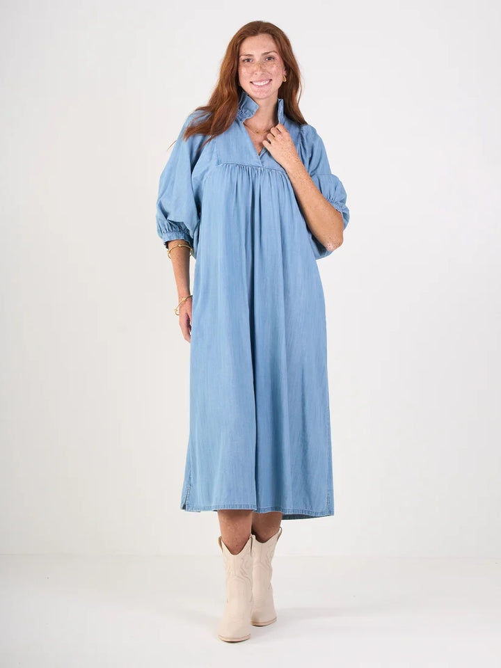 Emily Mccarthy Stella Midi Dress in Denim