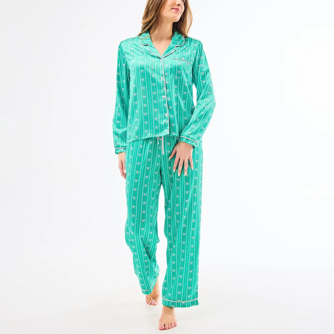 Charlotte In a Bow Green Pajama Set