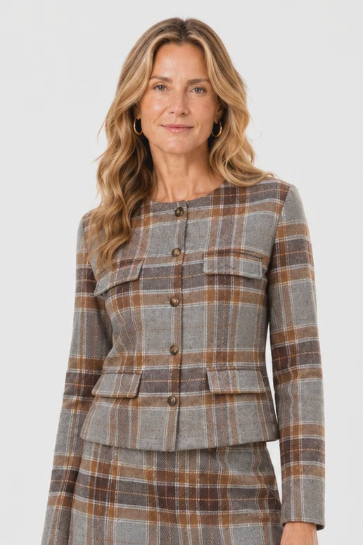 The Alexa Jacket in Sky Plaid