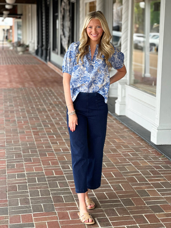 Time After Time Top in Floral Blue
