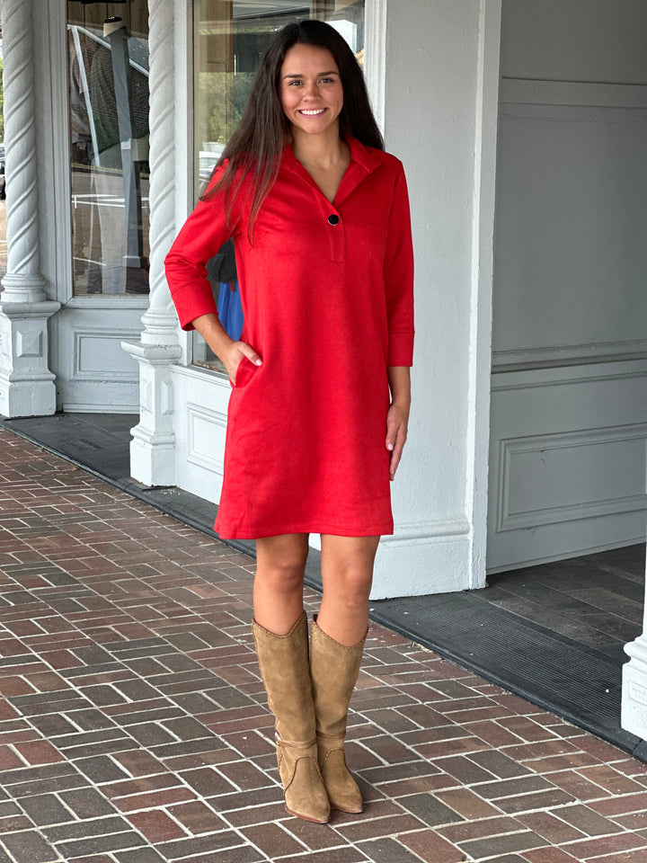 Perre Poppy Red Three Quarter Sleeve Clifton Dress