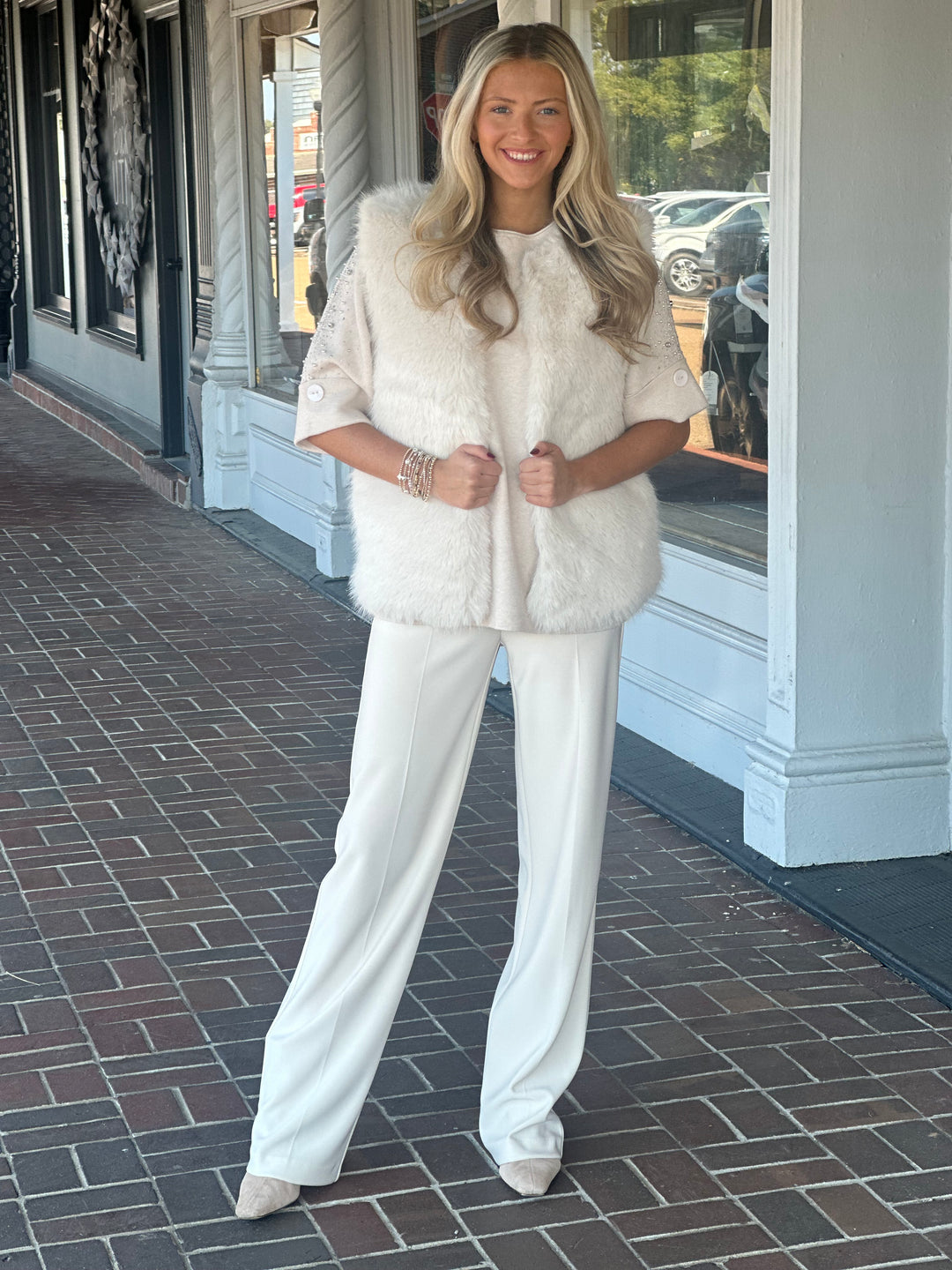 Dylan Ava Faux Fur Vest in Soft White