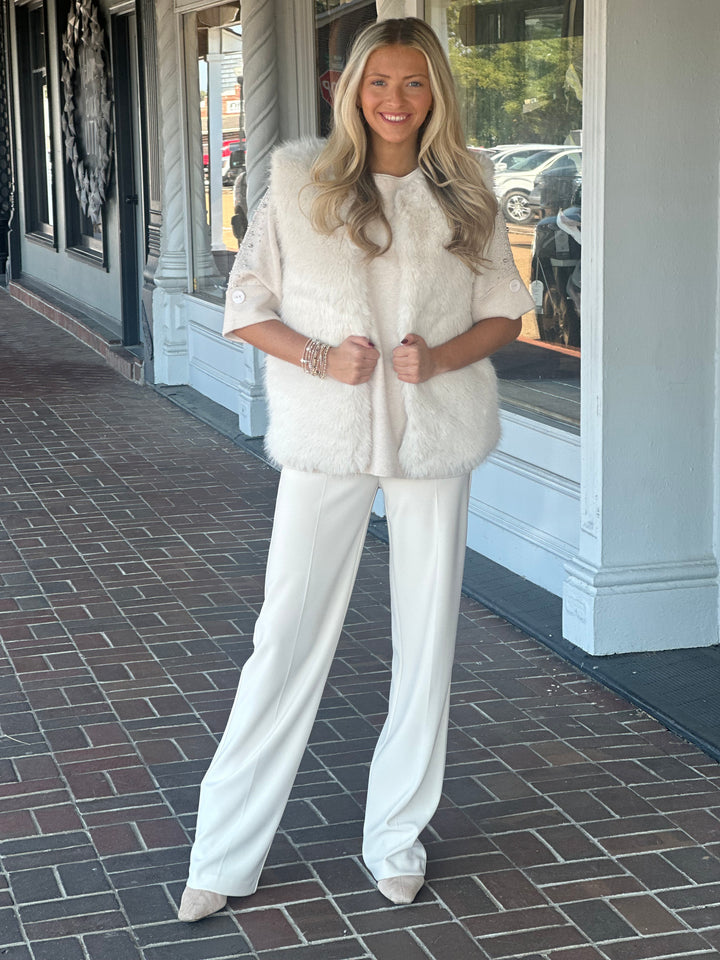 Dylan Ava Faux Fur Vest in Soft White