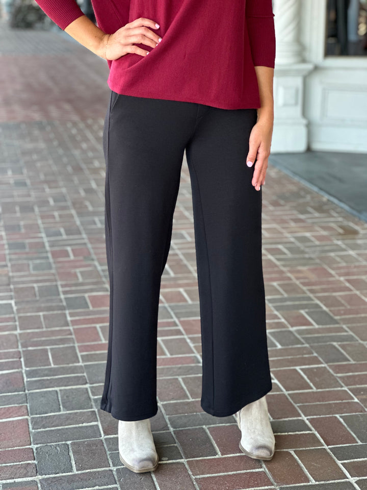 Liverpool Los Angeles Pull On Wide Leg Trouser in Black