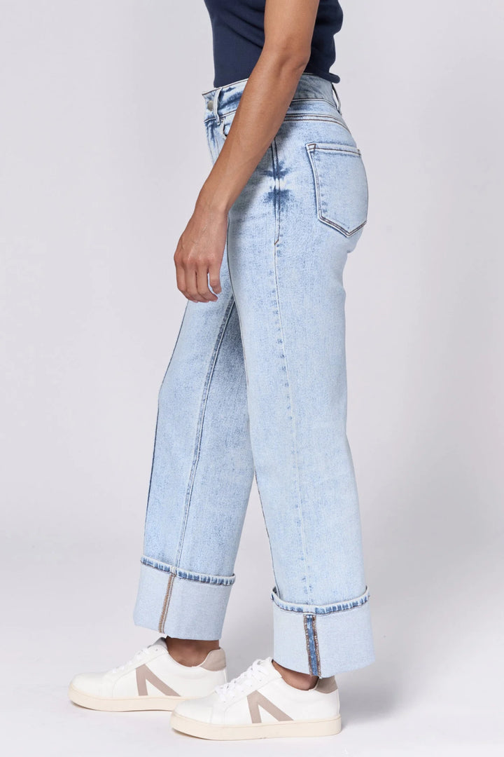 Dear John Holly High Rise Cuffed Hem Straight Jeans in Lake Shore