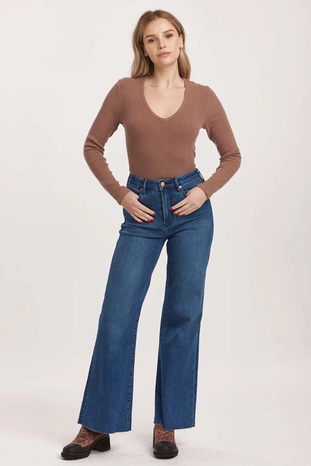 Dear John Fiona High Rise Wide Leg Jean in Violet Blue