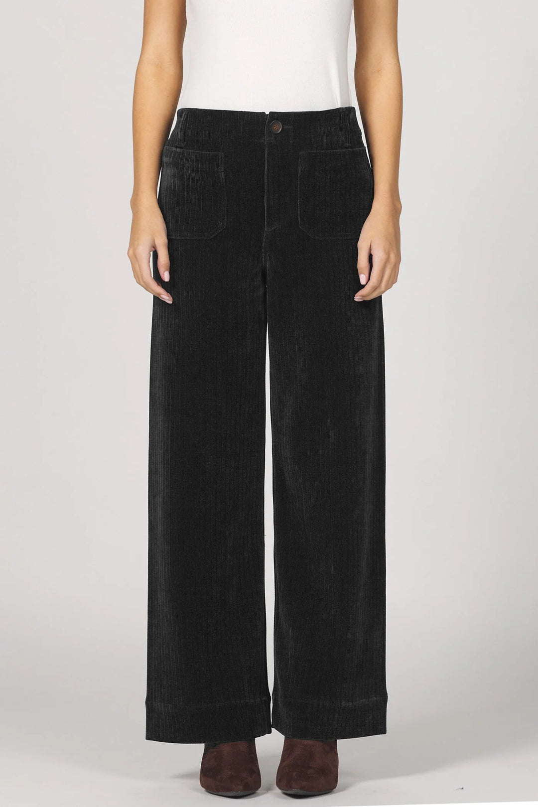 Dear John Audrey Wide Leg High Rise Corduroy Jeans Black