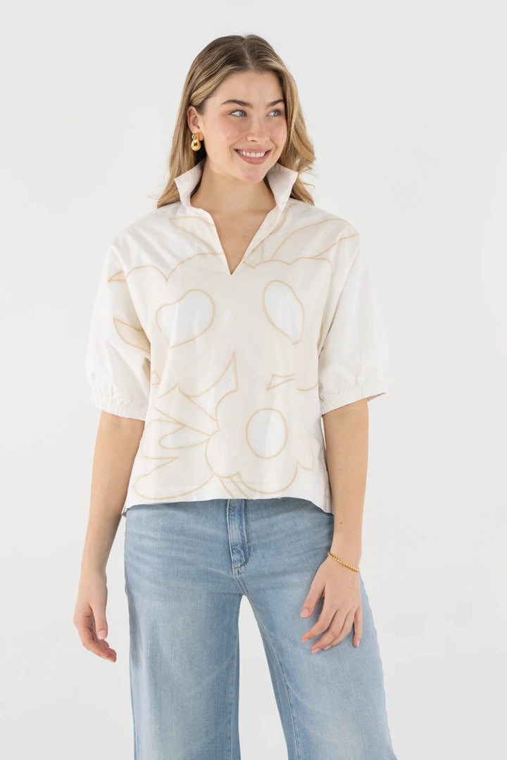 Emily McCarthy Poppy Top in Beige Bloom