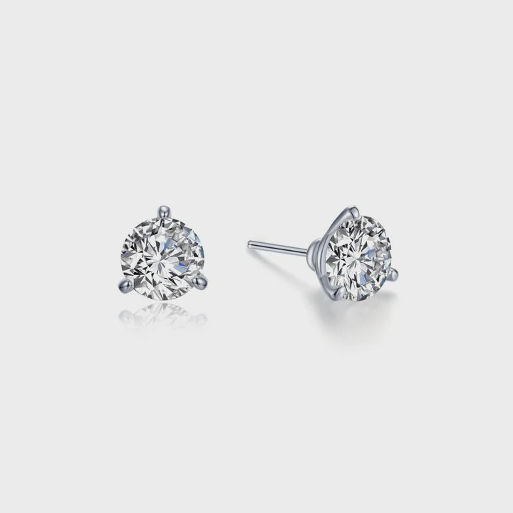 Lafonn Silver 1 CTW 3 Prong Martini Stud Earrings
