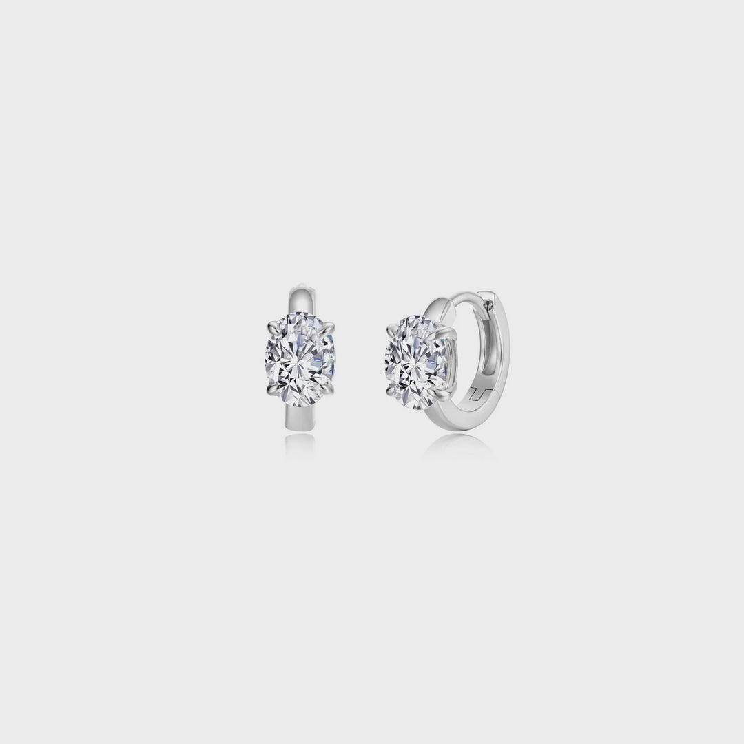 Lafonn Silver Floating Oval-Cut Huggies