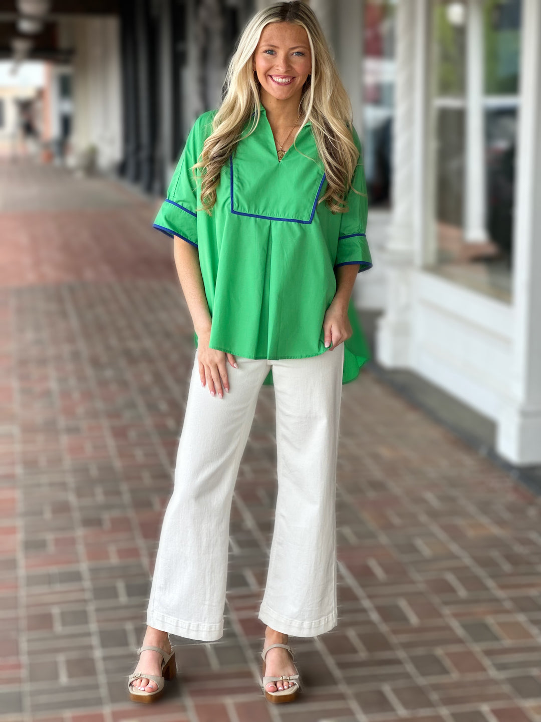 Solid Short Sleeve Top in Green