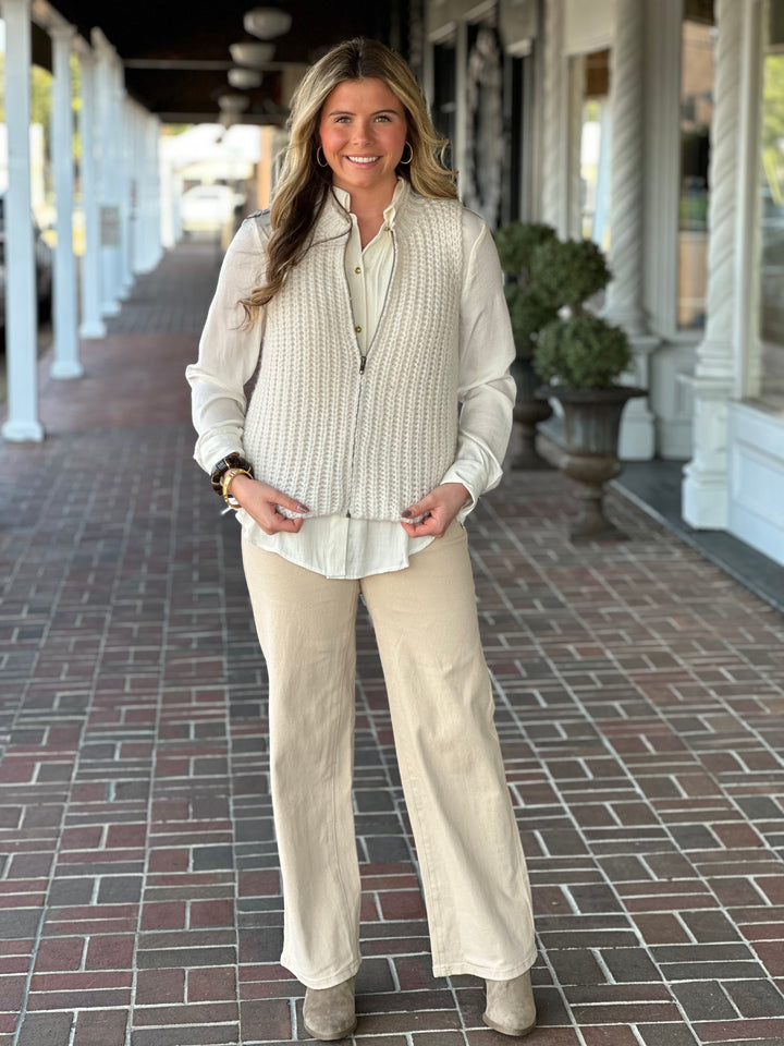 Wooden Ships Tara Zip Vest Chunky in Almond Butter
