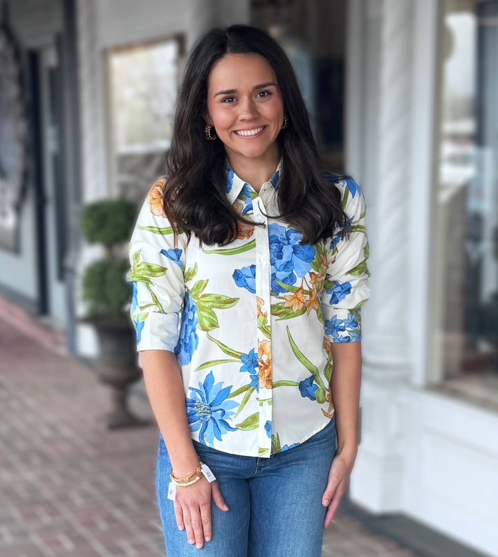 Floral Printed Button Down Top