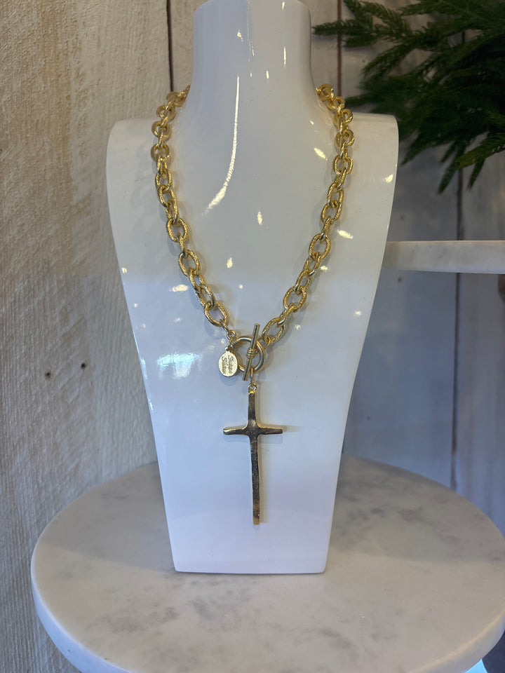 Susan Shaw Gold Long Cross Chain Necklace