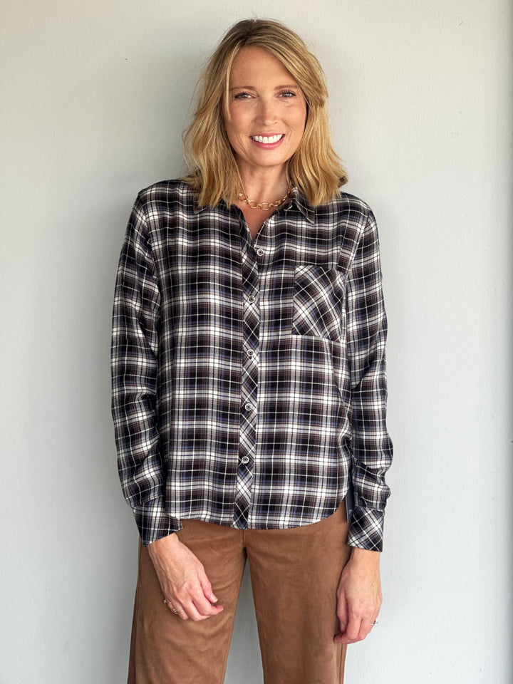 Elliott Lauren Plaid Button Down Top