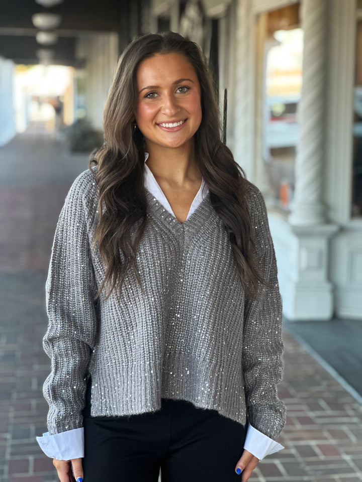 Keep That In Mind Grey Sweater