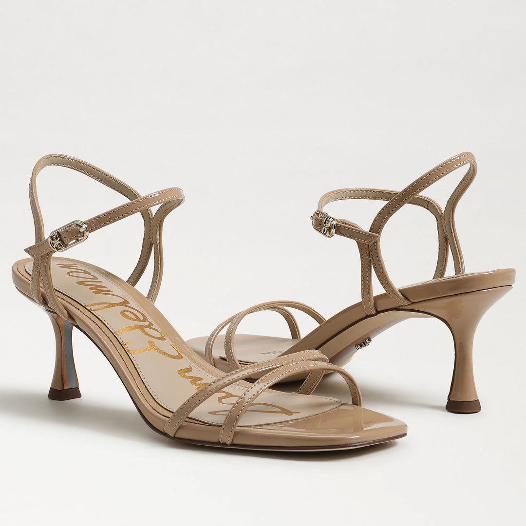 Sam Edelman Presley Strappy Kitten Heel Sandal in Sienna Tan Patent