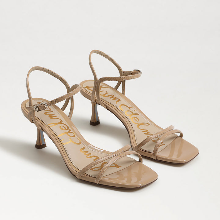 Sam Edelman Presley Strappy Kitten Heel Sandal in Sienna Tan Patent