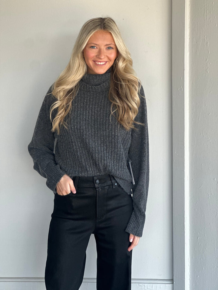 Michael Stars Storm Neck Pullover in Charcoal