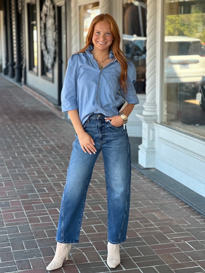 Bontina Top Blue Houndstooth