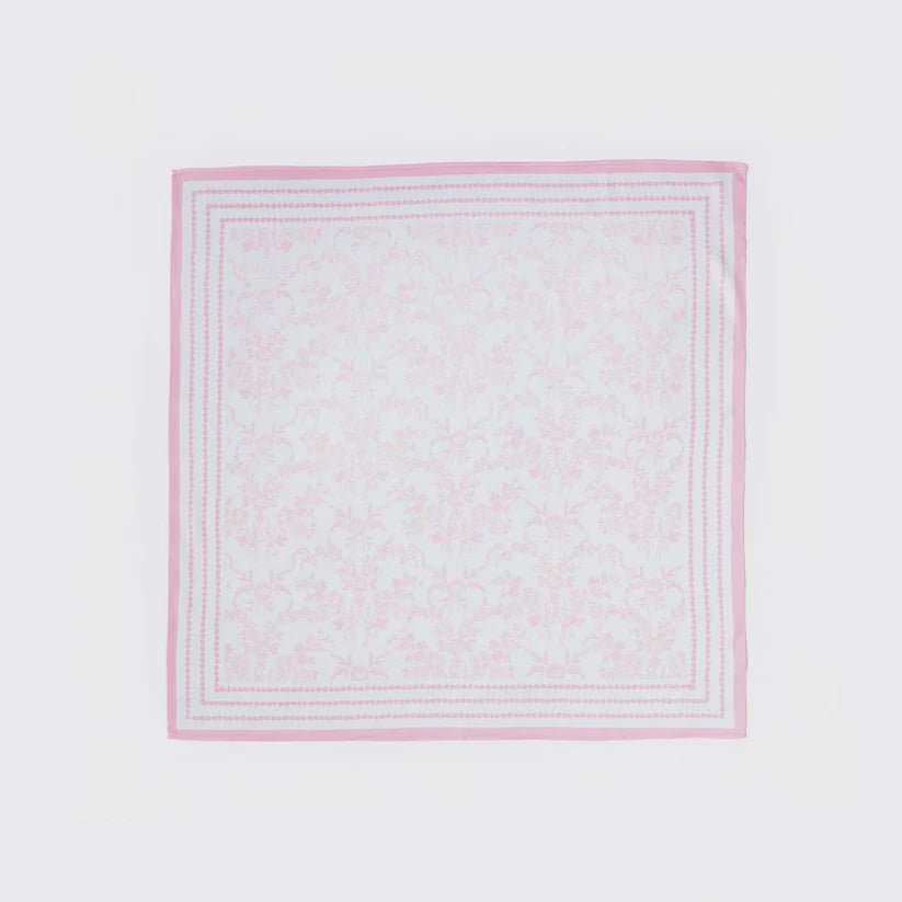 English Toile Pink Scarf 25x25"