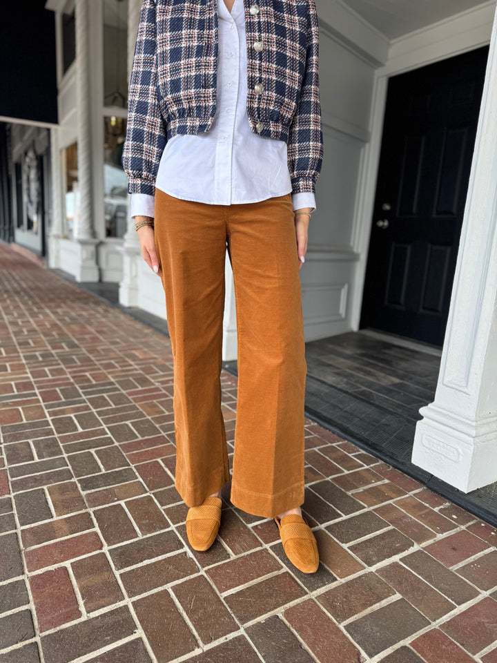 Scottie Corduroy Flare Leg Pant in Leather Brown