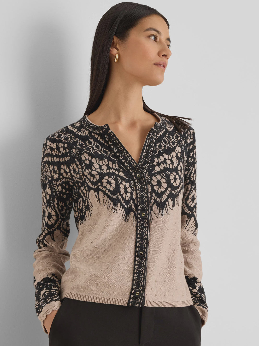 NIC+ZOE Placed Lace Print Cardigan