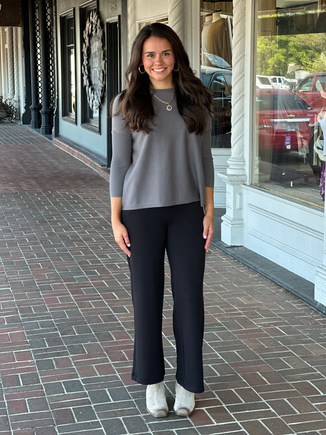 Oversized Crew Neck Pullover in Dark Shadow