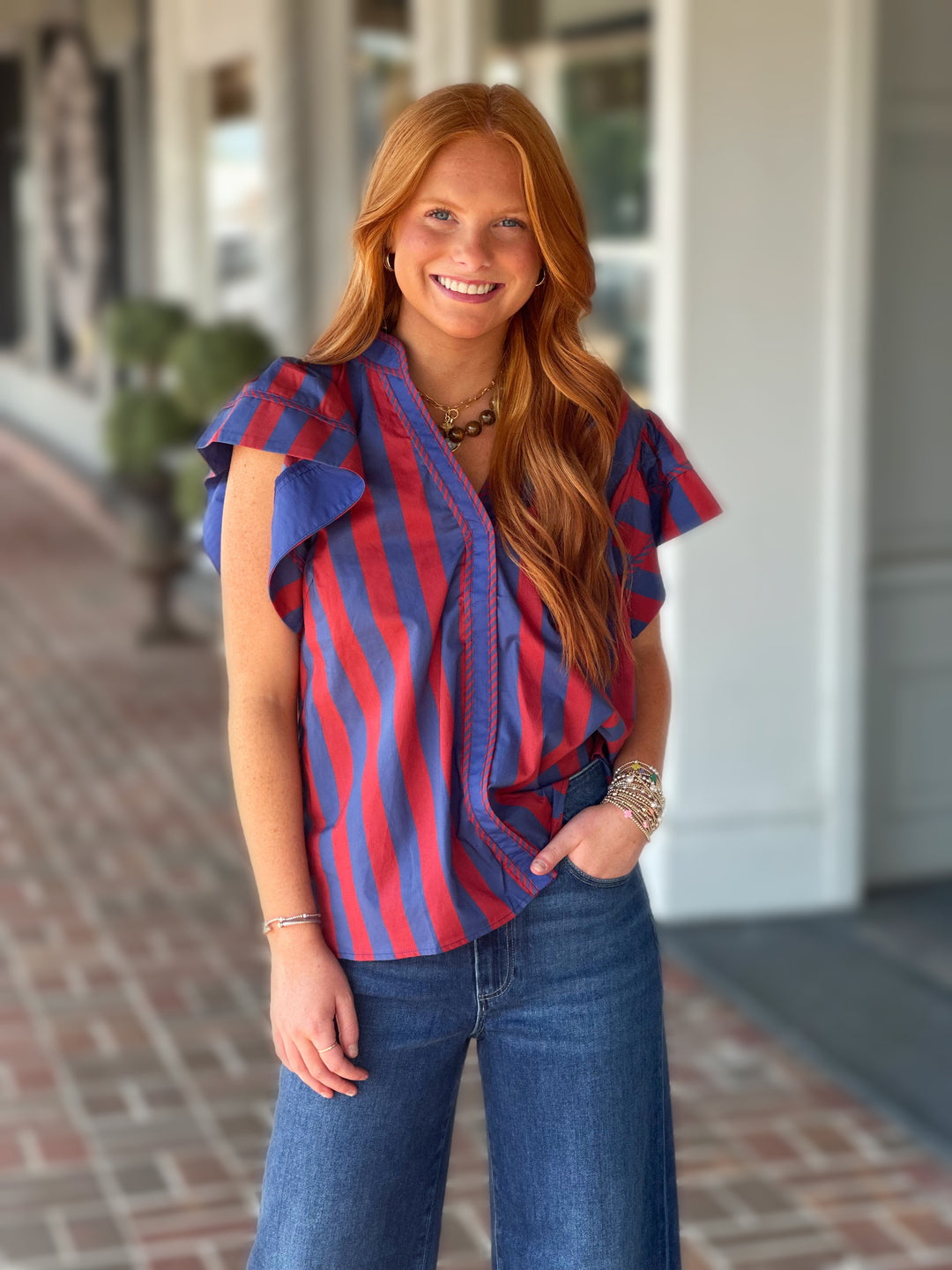 So Darling Navy Stripe Top