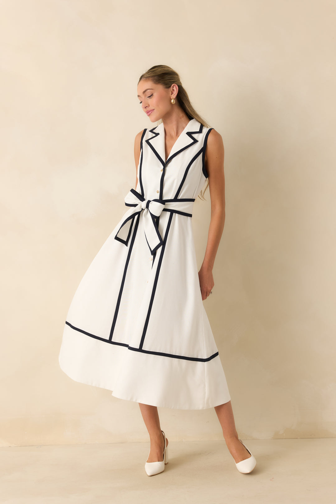 Prosperina Simonne Midi Dress in White