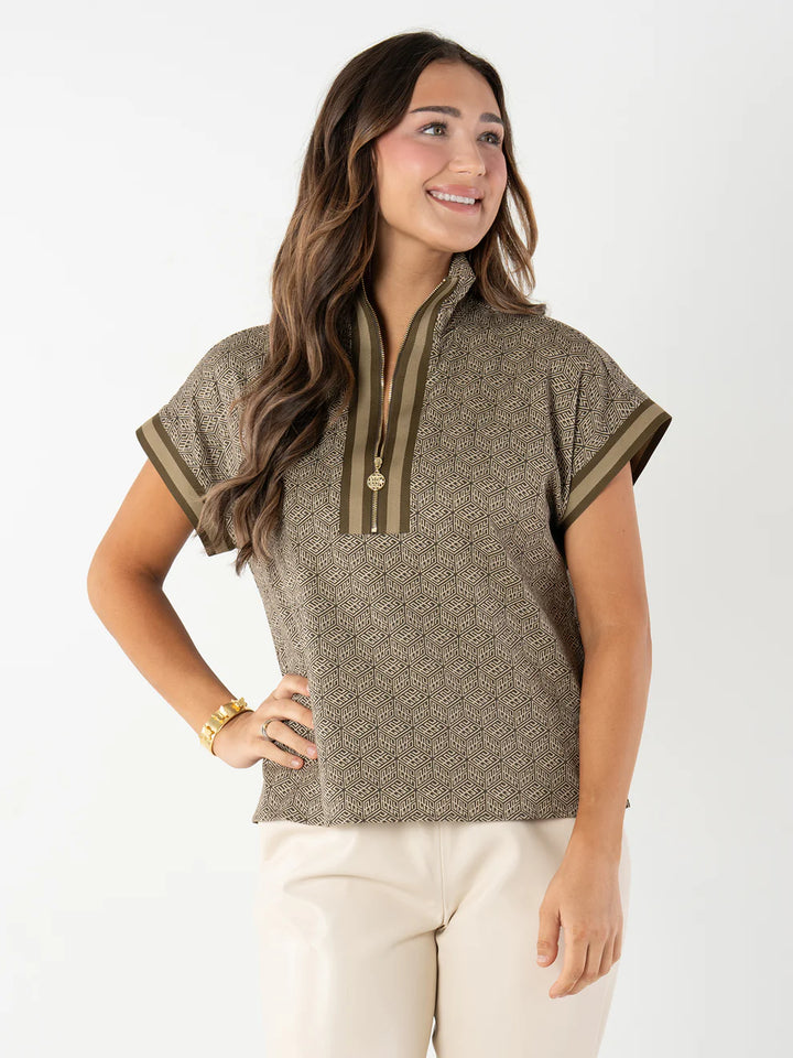 Emily Mccarthy Poppy Pullover in Green Tonal Monogram