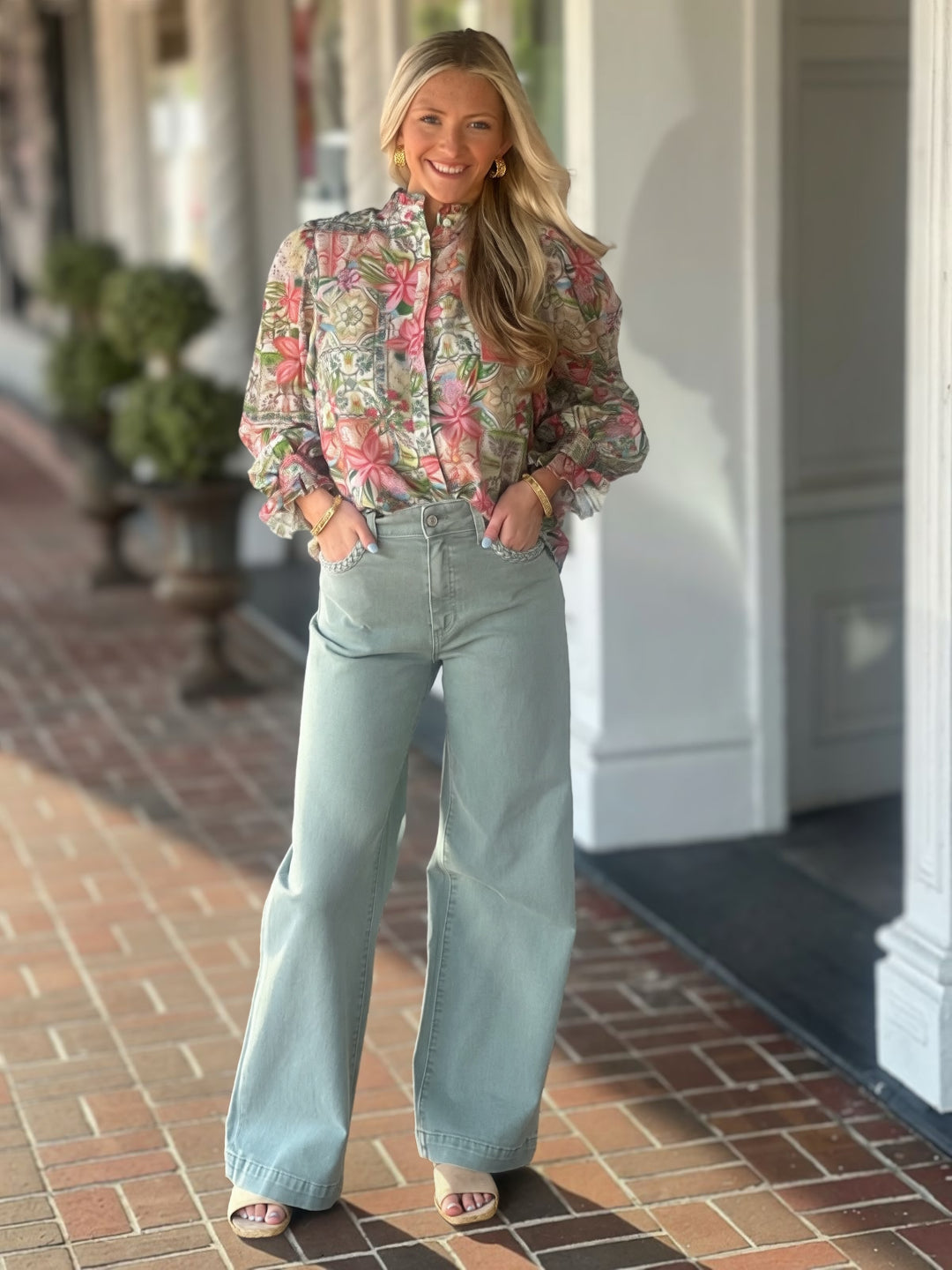 Here For The Day Button Down Top