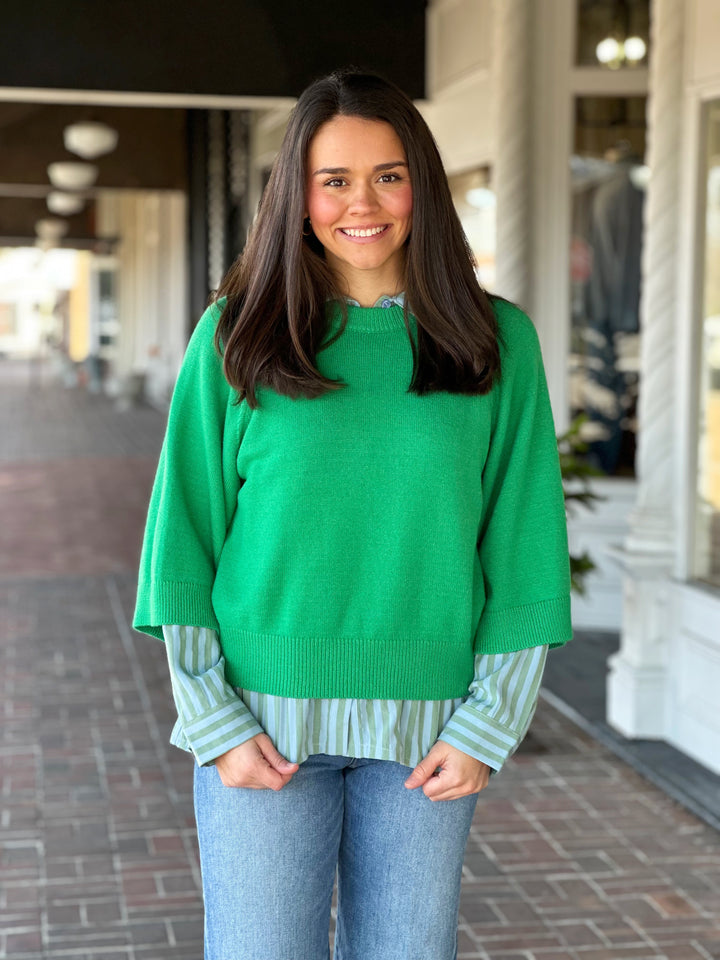 Raglan Sweater Top in Green
