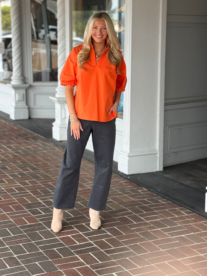 Sloan Orange Drop Shoulder Top