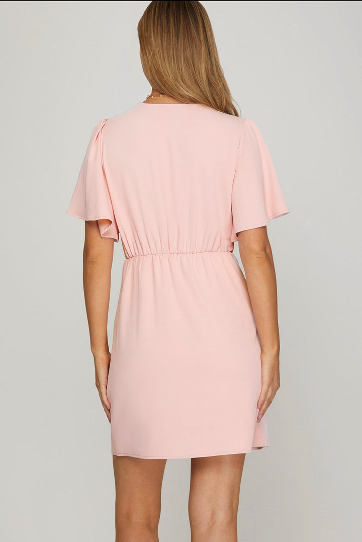 Last Act Light Pink Wrap Dress