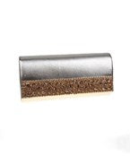 Crystal Trim Leather Rectangle Clutch