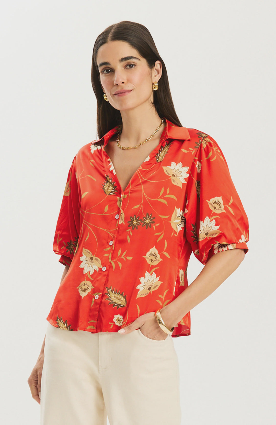 Tyler Boe Tara Floral Trails Top