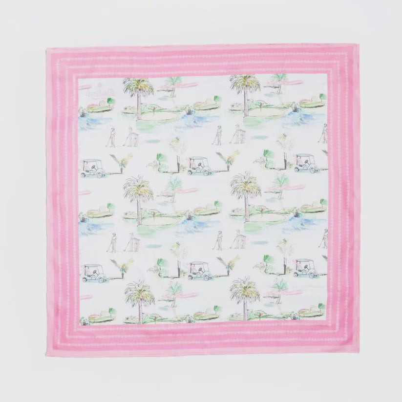 Golf Scene Scarf 25x25" - Southern Golf Course Print