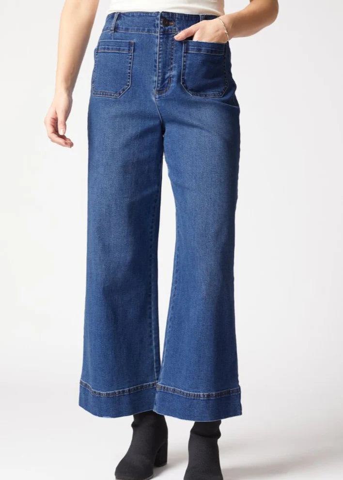 Habitat Stretch Denim Wide Leg Ankle Jean in Dark Denim