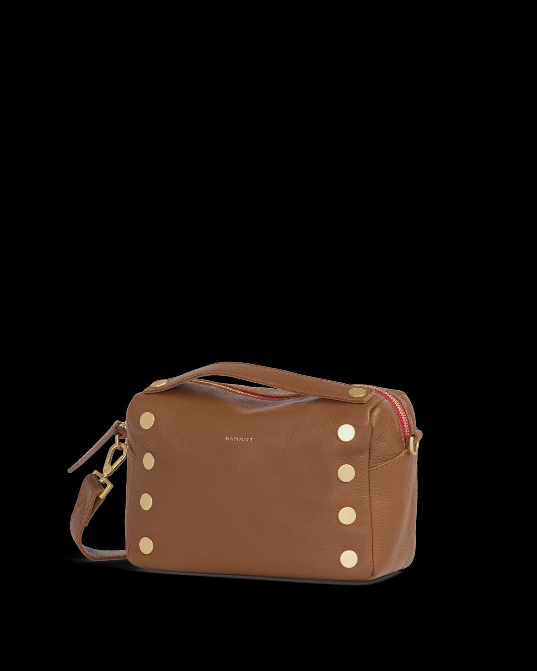 Hammitt Evan Crossbody Small Mahogany Pebble/Brushed Gold Red Zip