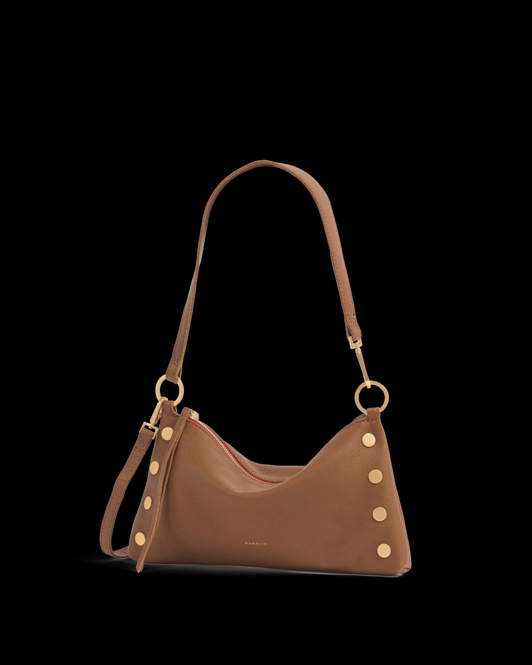 Hammitt Kyle Small Mahogany Pebble/Brushed Gold Red Zip