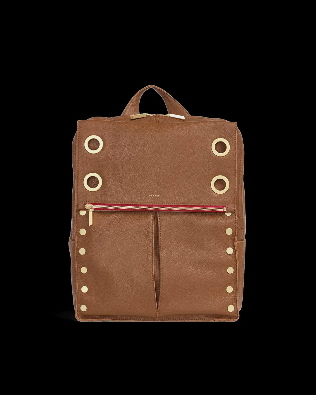 Hammitt Montana Backpack Mahogany Pebble/Brushed Gold Red Zip