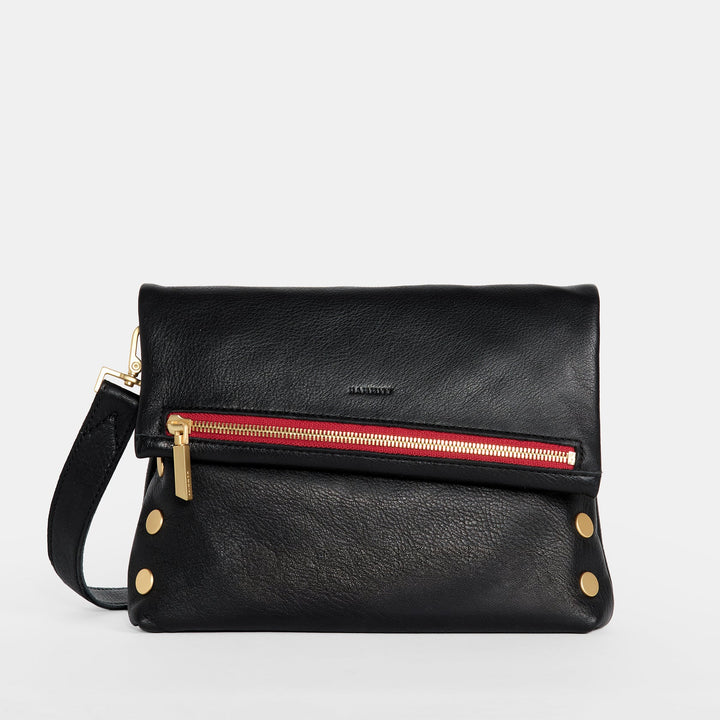 Hammitt VIP Med Zippered Leather Crossbody Clutch in North End Brush Gold