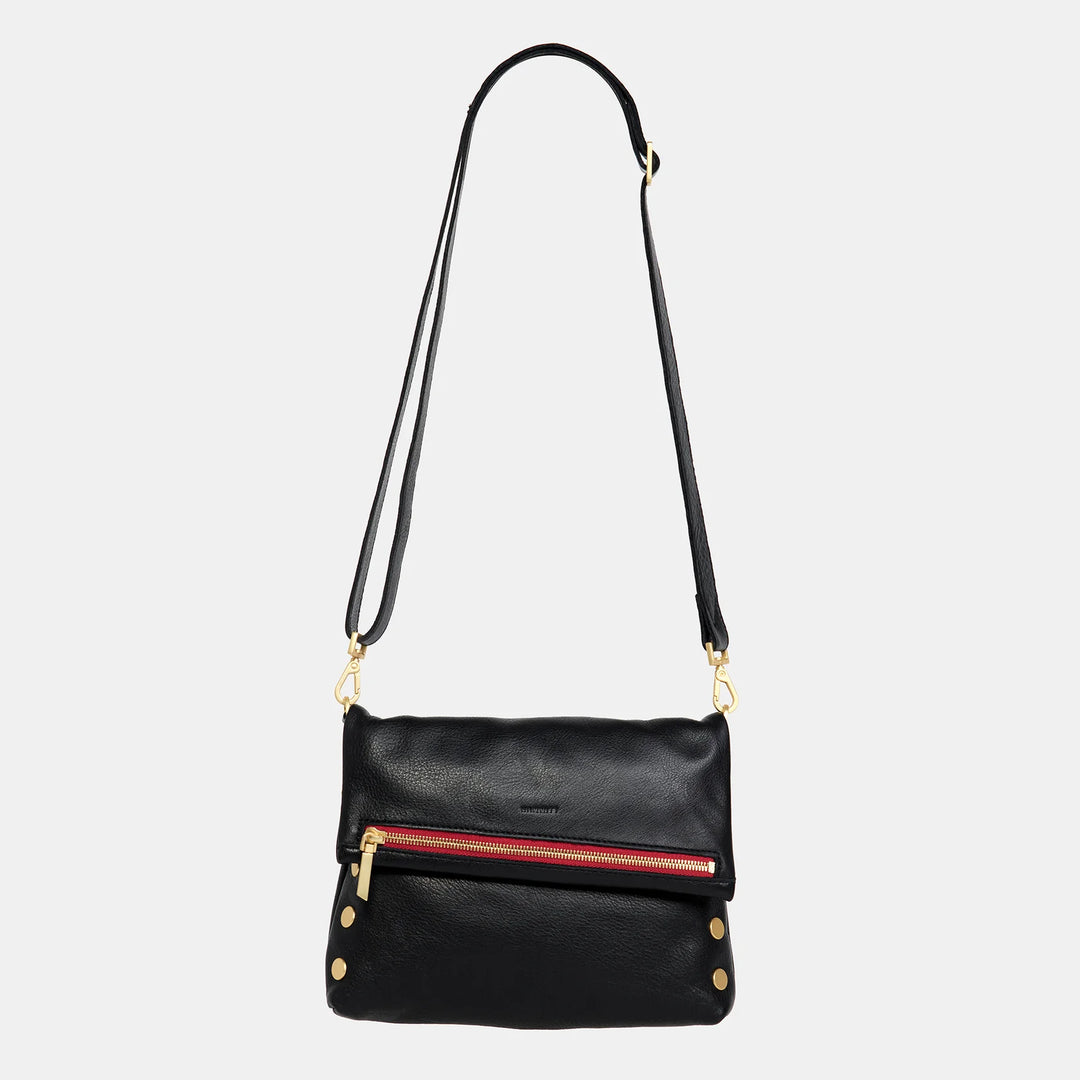 Hammitt VIP Med Zippered Leather Crossbody Clutch in North End Brush Gold